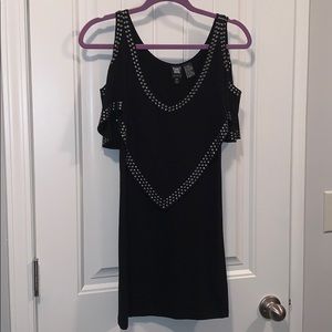 W by Worth Black studded open shoulder dress